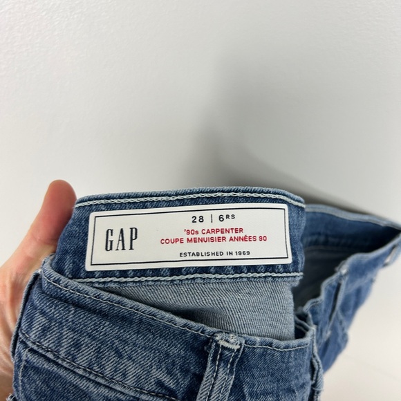 GAP 90s Carpenter Jeans Blue Sz 6/28 High Rise Utility Work Wear Casual CBK - Picture 3 of 5